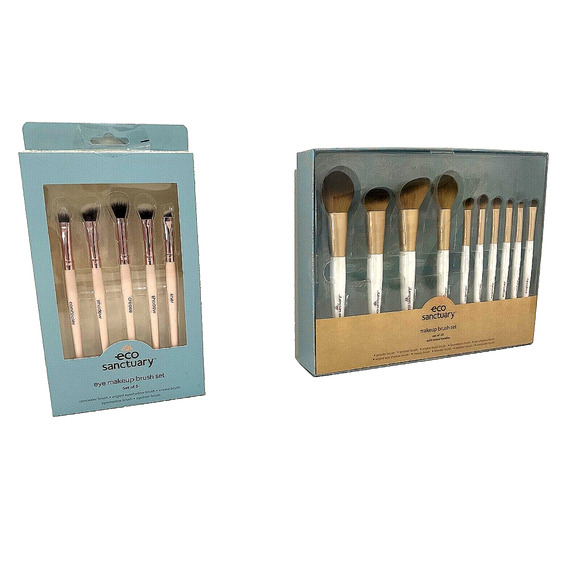 Eco Sanctuary Make Up Brush 10pc Set Bamboo Handles Powder Bronzer Concealer Eye - Picture 3 of 16
